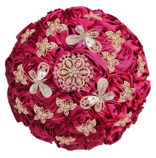Pink Crystal Bridal Rose Bouquet