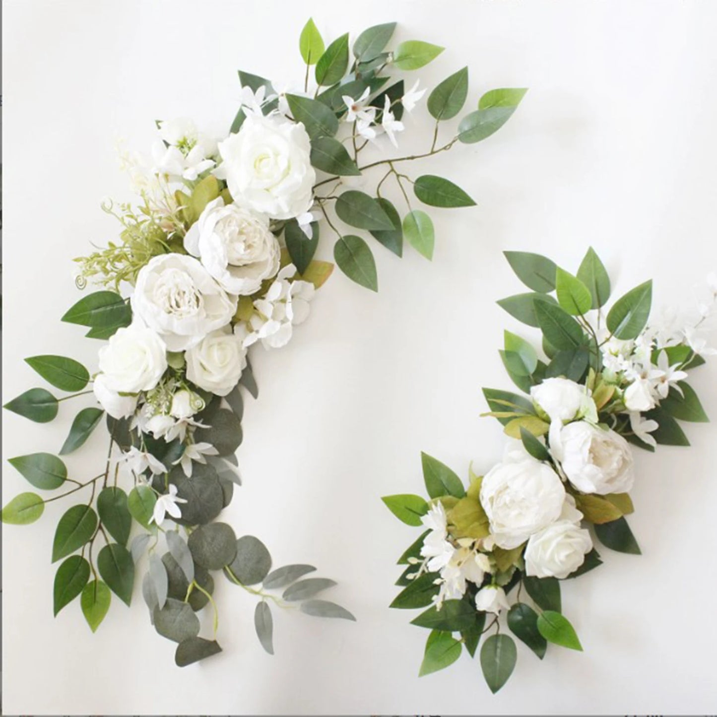 Large 2Pcs Artificial Flower Swag Floral Swag Garland Wedding Arch Flowers Kit for Sign Rustic Artificial Floral Swag Arch Decor
