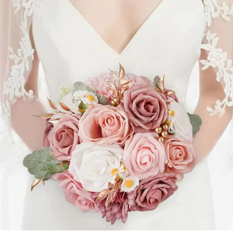 Bridal Throw Bouquet/Flower Girl Bouquet/Bridesmaid Bouquet Set