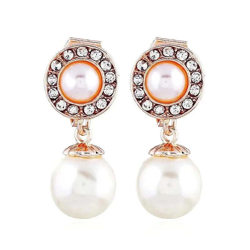 Korean Imitation Pearls Fake Piecring Ear Ring For Women Girl Trendy C