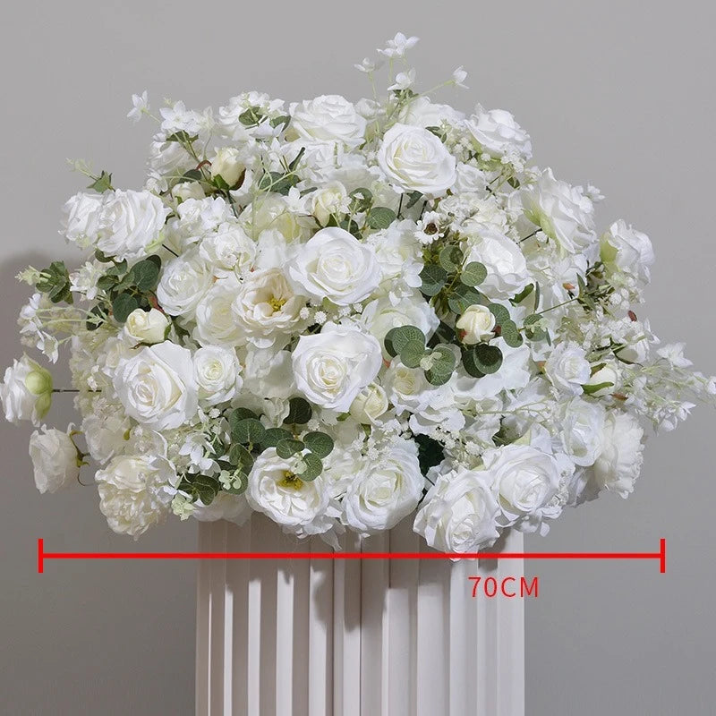 Elegant White Rose and Baby's Breath Flower Ball Decor