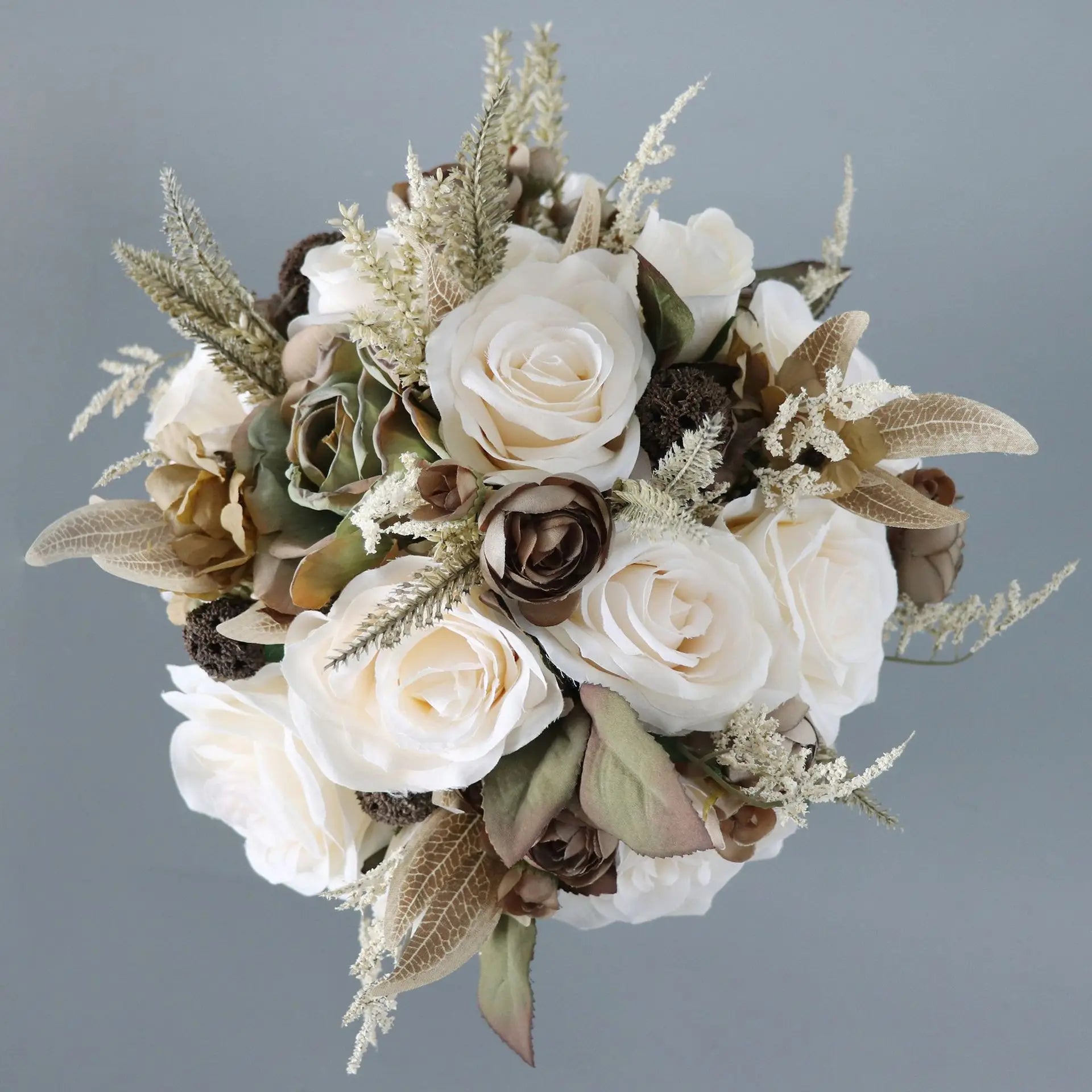 Cream Silk Rose Bridal Bouquet