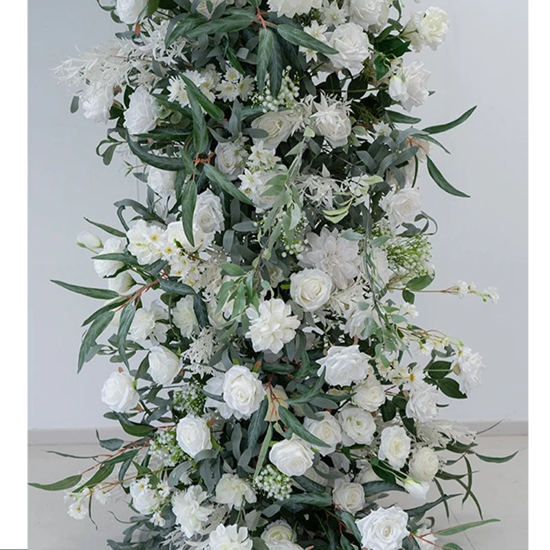 Green Olive Leaves White Rose Peony Flower Arrangement