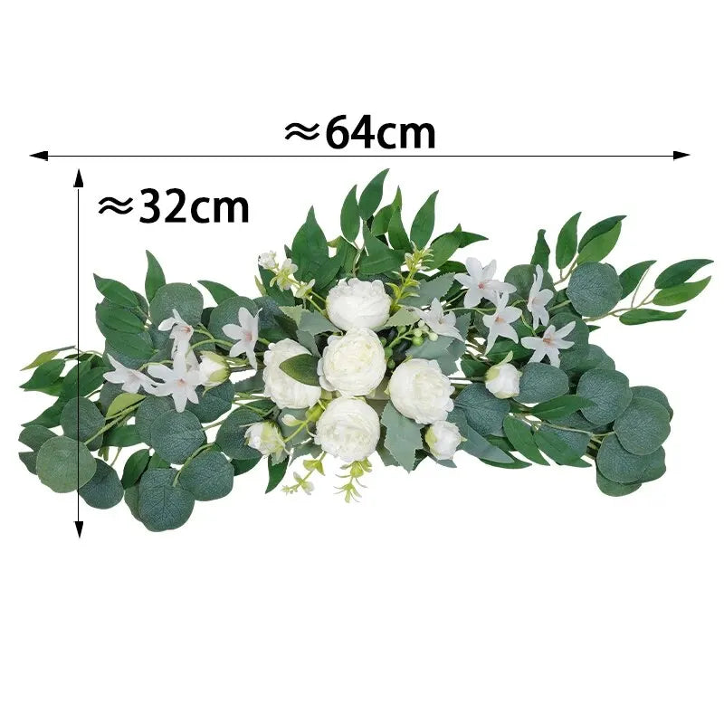 Artificial Wedding Arch Flowers Boho Red Rose Eucalyptus Garland Drape