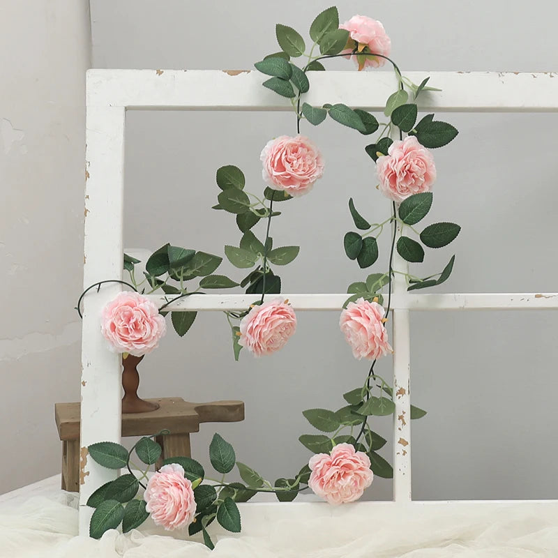 Pink Floral Garland with Greenery