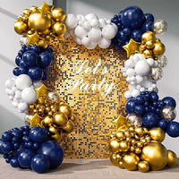 Wedding Balloons Garland Arch Kit Navy Blue White Gold Balloon Gold Star Foil Ballon Wedding Anniversary Party Birthday Supplies