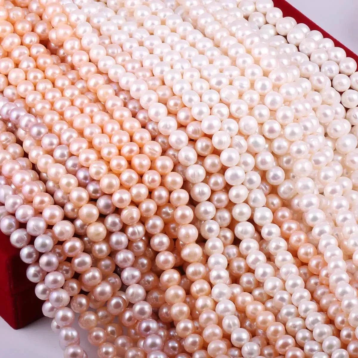 Natural Freshwater Pearls Beaded Non nuclear Round Shaped Beads For Je
