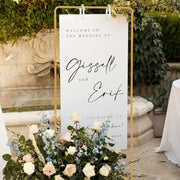 Adjustable Welcome to Our Wedding Sign Stand with 2 Leather Sign Hanging Straps,Wedding Sign Holder for PartyGraduation Ceremony