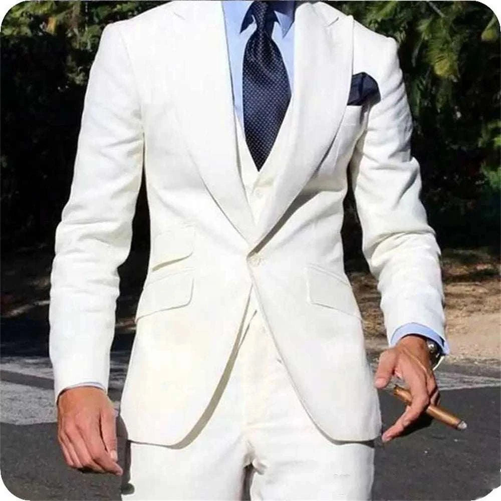 Elegant Wedding Tuxedos Suits Slim Fit Bridegroom For Men 3 Pieces Gro