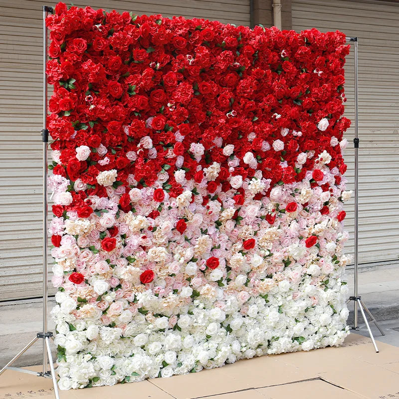Pink Cloth Flower Wall Rose Hydrangea Backdrop