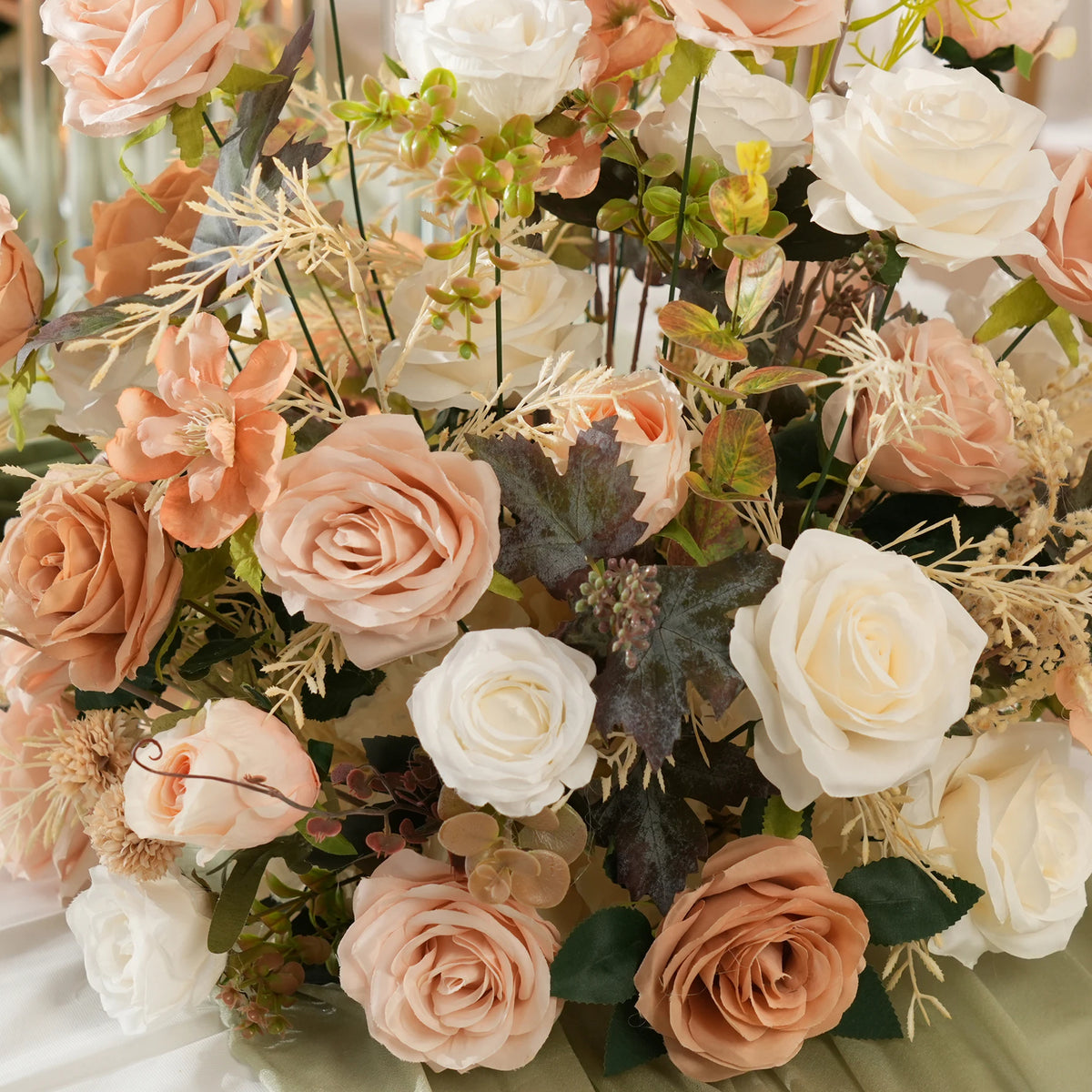 Blush & Ivory Garden Rose Artificial Floral Arrangement