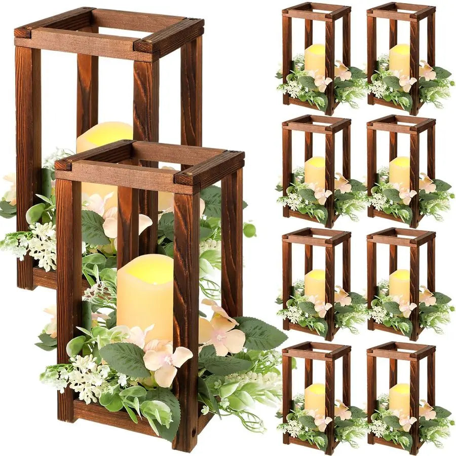10-Piece Wedding Lantern Set with Candle and Flowers
