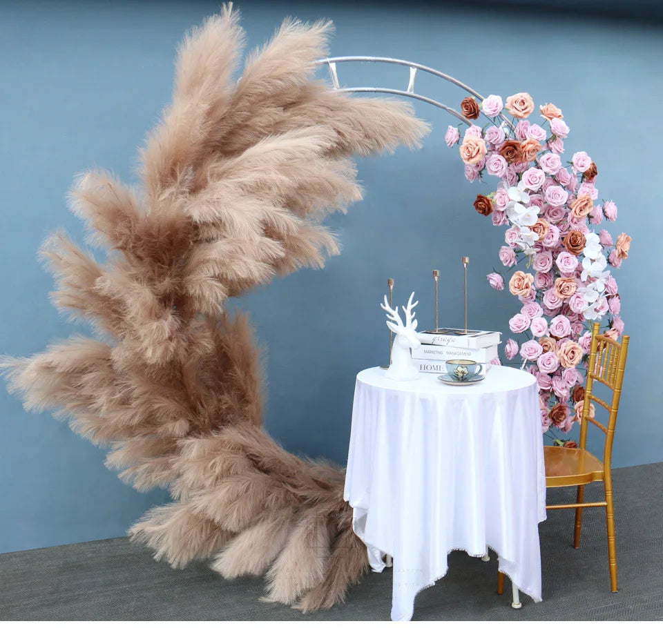 Elegant Pampas Rose Wedding Arch Decoration Piece
