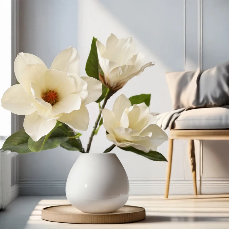 Faux Magnolia Bellflower Decorative Stem