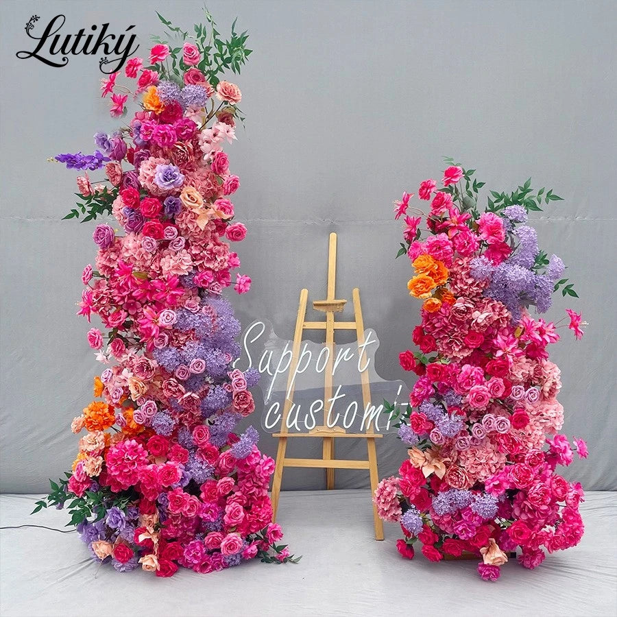 Rose Flower Row Wedding Table Runner Decoration