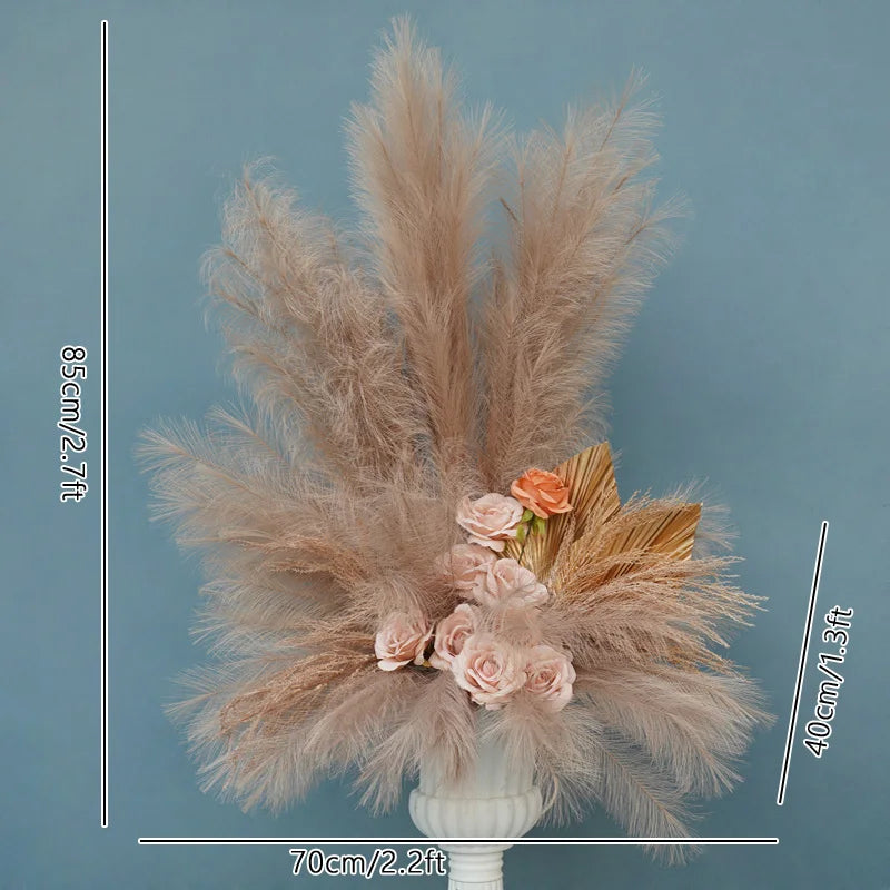 Elegant Pampas Rose Wedding Arch Decoration Piece