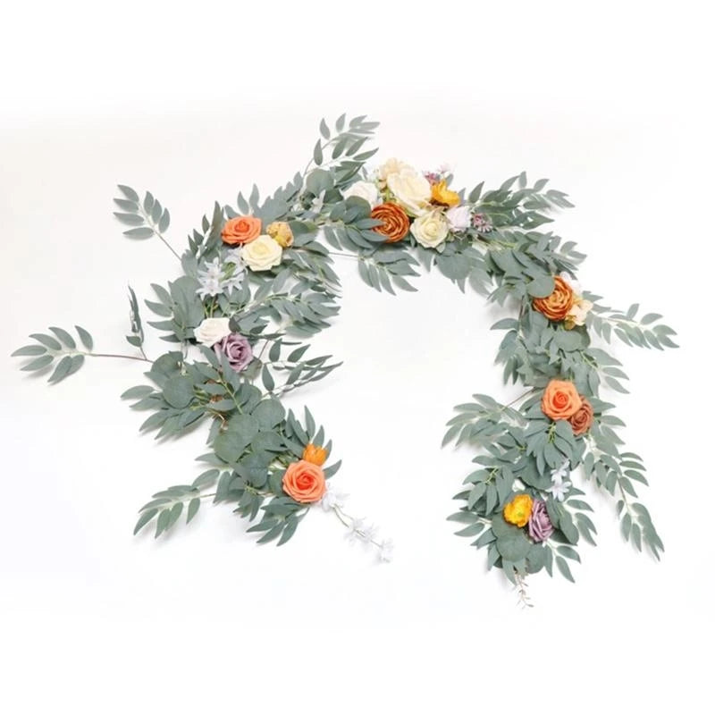 Rustic Terracotta Floral Rattan Garland Decor