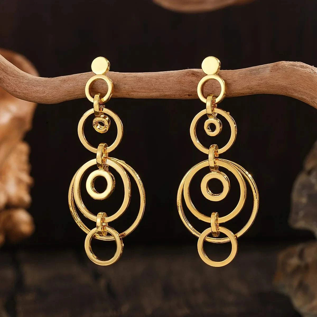  New Geometric Gold Color Hoops Hollow  Earrings For Women Fashion Jew