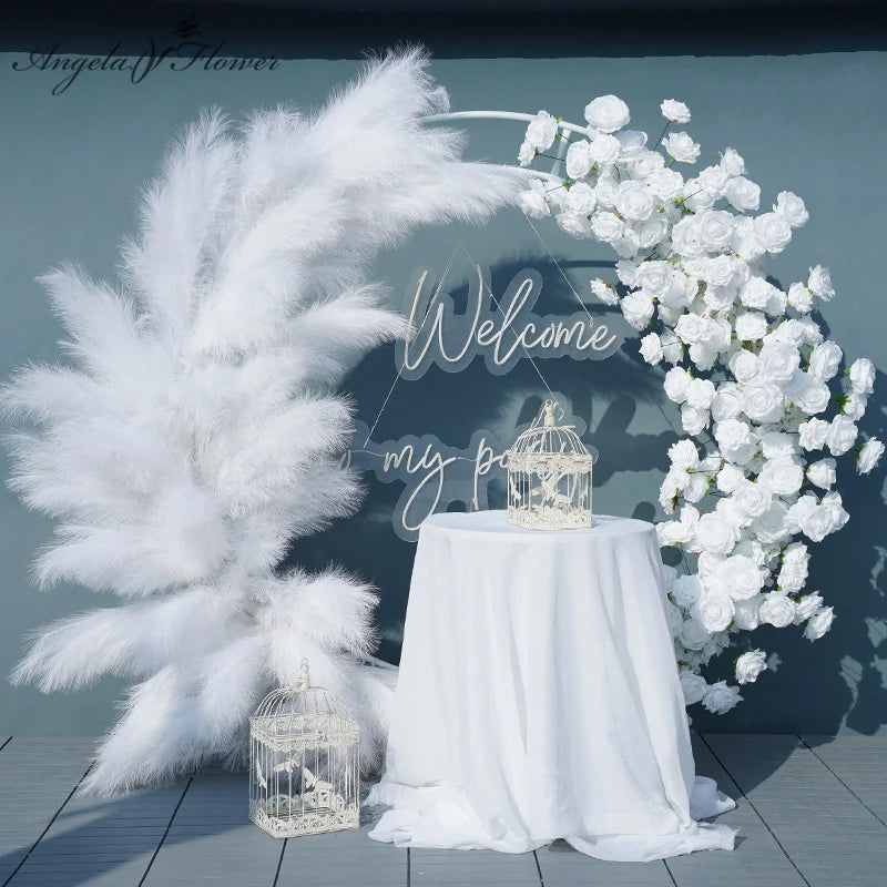 Elegant Pampas Rose Wedding Arch Decoration Piece