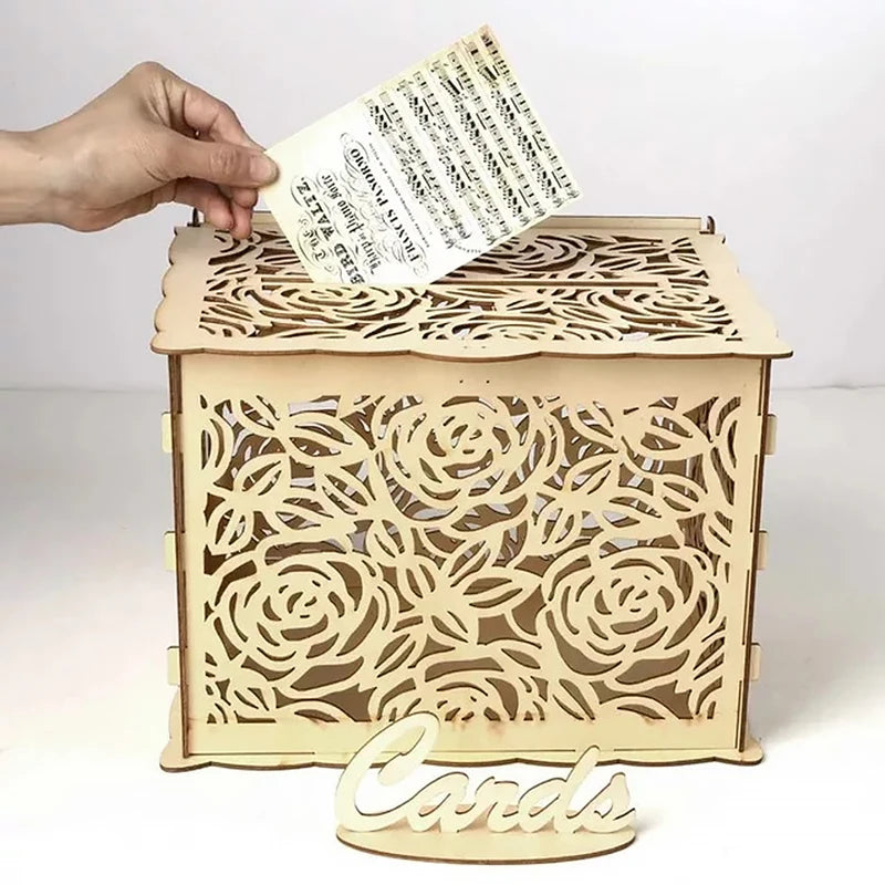 Gold Floral Locking Wedding Card Box