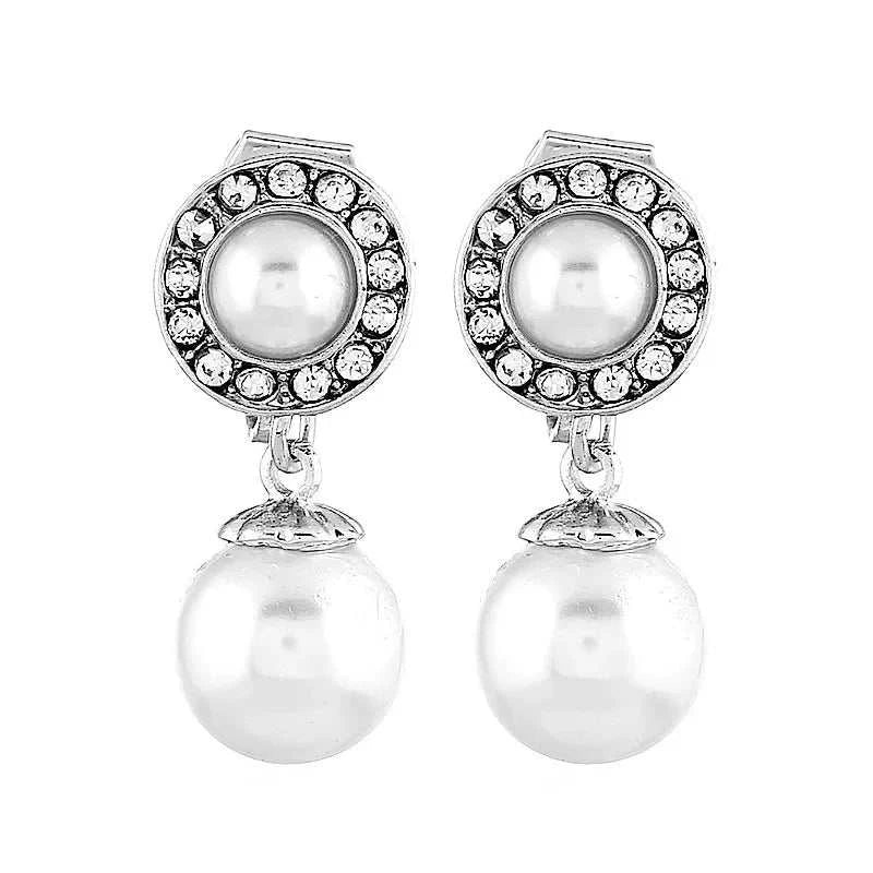 Korean Imitation Pearls Fake Piecring Ear Ring For Women Girl Trendy C