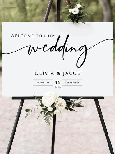 1pcs Engagement Welcome Sign Customized Scene Decoration Wedding Banquet Guidance Sign Wedding Joy Character Background Wall