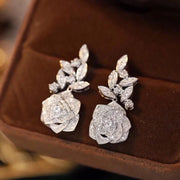 Crystal Rose Floral Drop Earrings