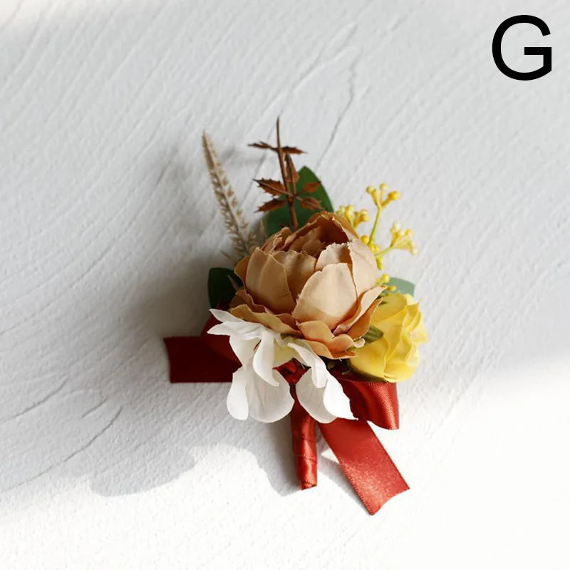 Silk Rose Wedding Boutonniere