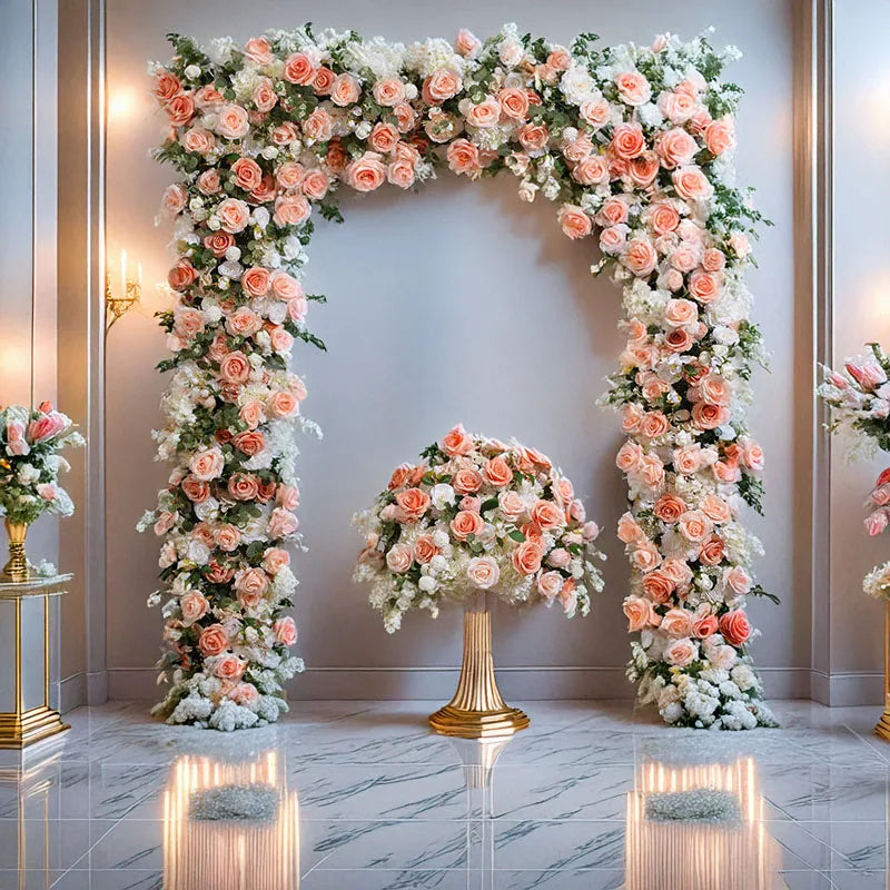 Peach and White Floral Wedding Arch Set