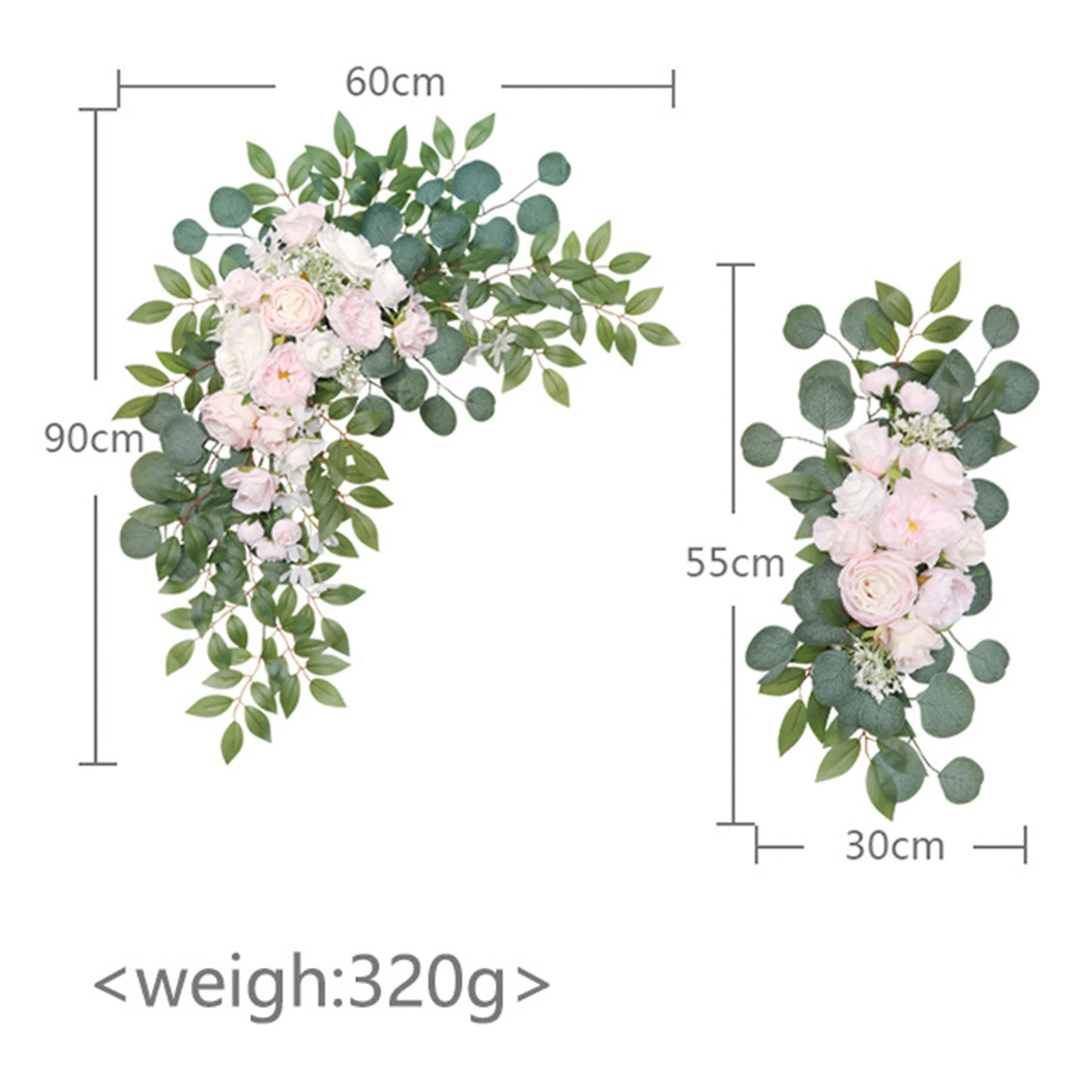 Large 2Pcs Artificial Flower Swag Floral Swag Garland Wedding Arch Flowers Kit for Sign Rustic Artificial Floral Swag Arch Decor