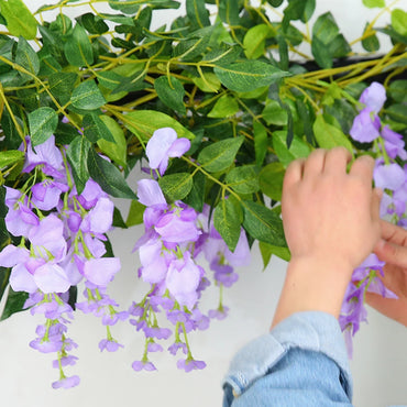 2pcs 7ft Artificial Silkflower Wisteria Blossom Vine Flower Wreath Garland Wedding Home Decoration Wedding Arch Floral Decor