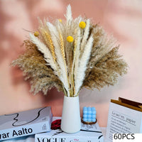 105pcs Natural Dried Flowers Pampas Floral Bouquet Boho Country Home D