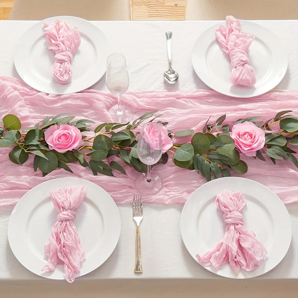 Soft Gauze Rustic Setting Table Runner and Napkin Set