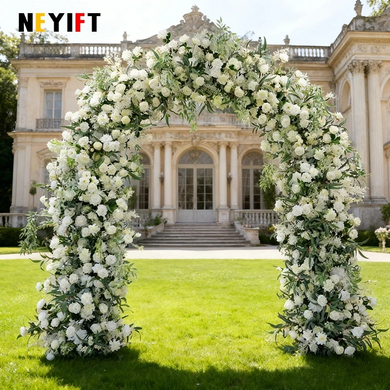 Green Olive Leaves White Rose Peony Flower Arrangement
