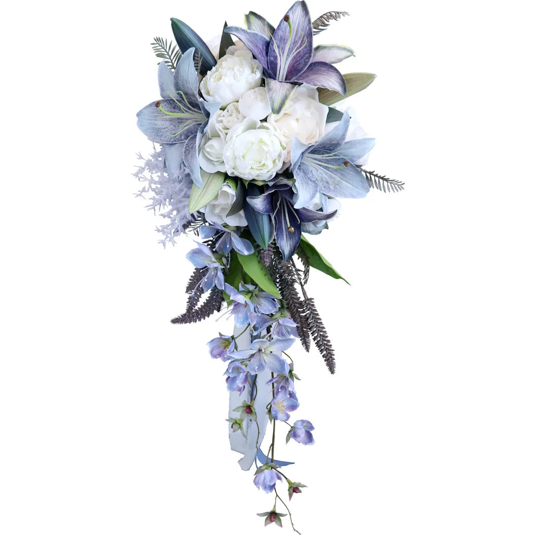 Blue Cascading Bridal Bouquet