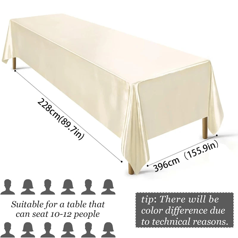 Elegant Satin Tablecloth Rectangle Wedding Table Cover