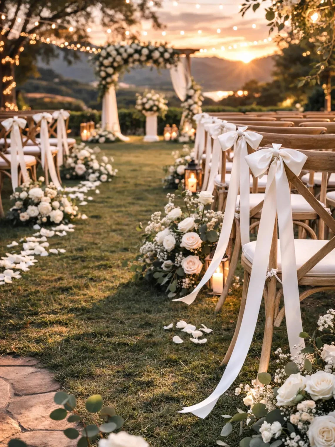 Wedding Chair Decor with Ribbon Bows