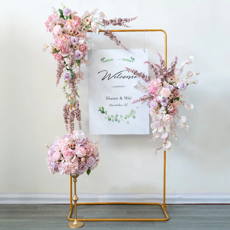 Pink Purple Flower Row Table Floral Arrangement