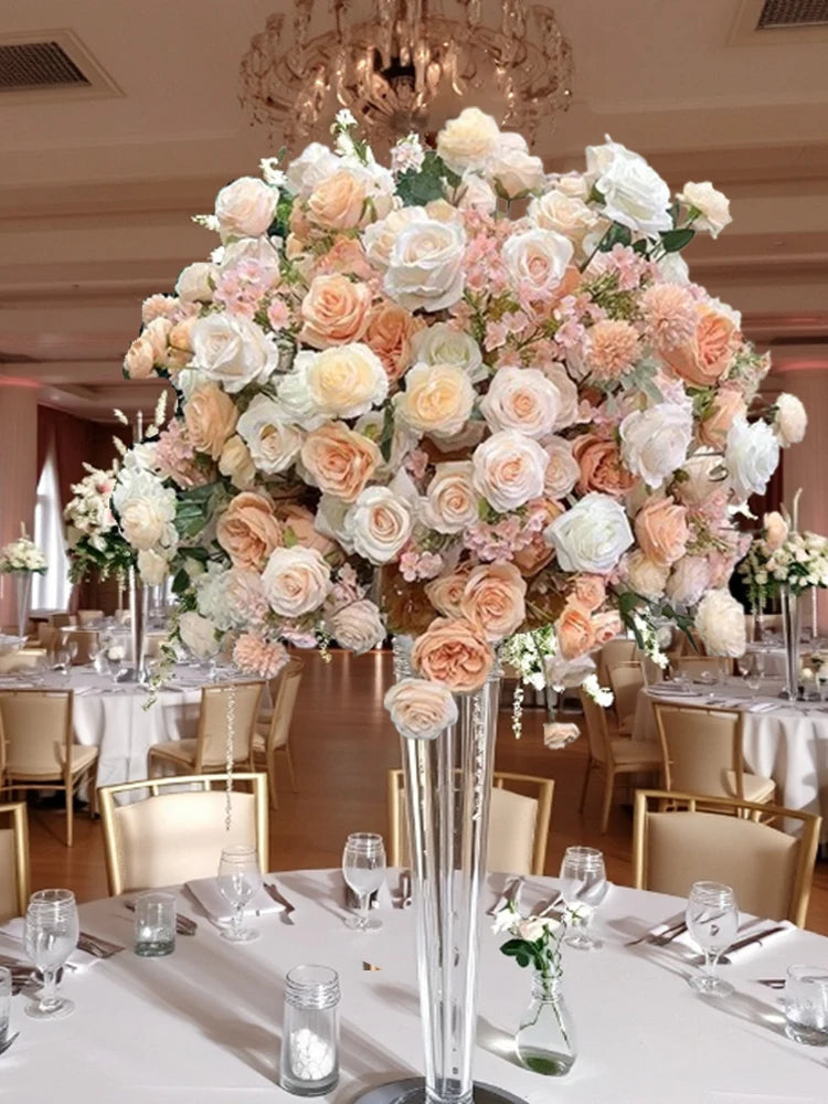 Champagne Floral Ball Wedding Centerpiece Decor