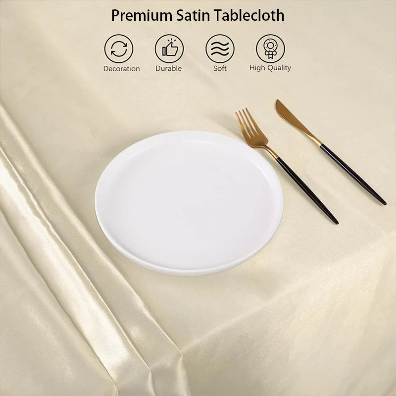 Elegant Satin Tablecloth Rectangle Wedding Table Cover