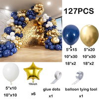 Wedding Balloons Garland Arch Kit Navy Blue White Gold Balloon Gold Star Foil Ballon Wedding Anniversary Party Birthday Supplies