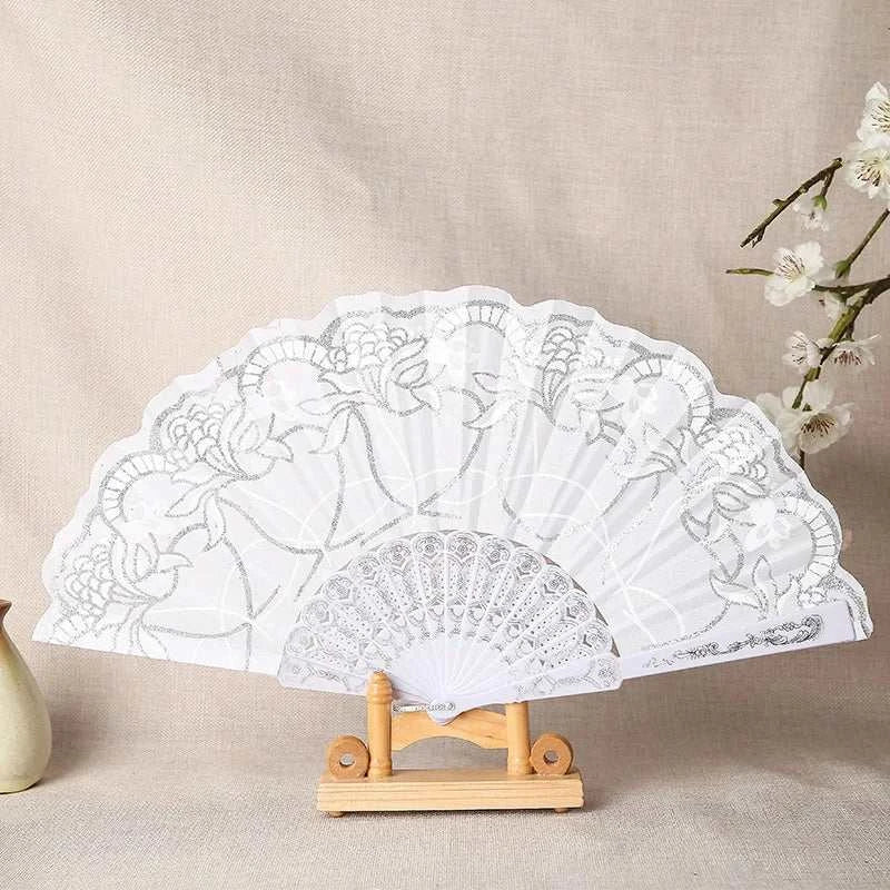 Fashion Wedding White Folding Fan Wedding Cosplay Party Home Decorativ