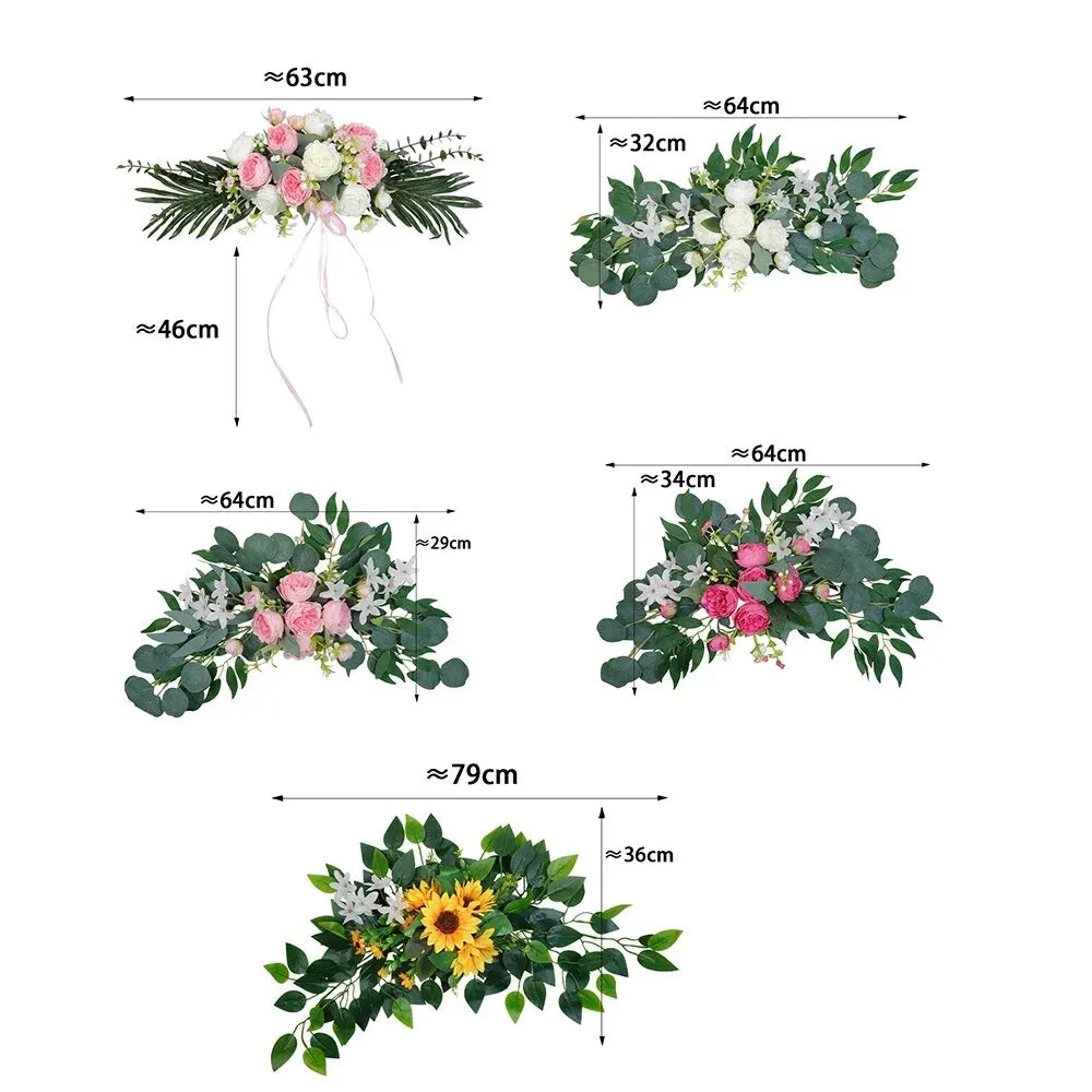 Artificial Wedding Arch Flowers Boho Red Rose Eucalyptus Garland Drape