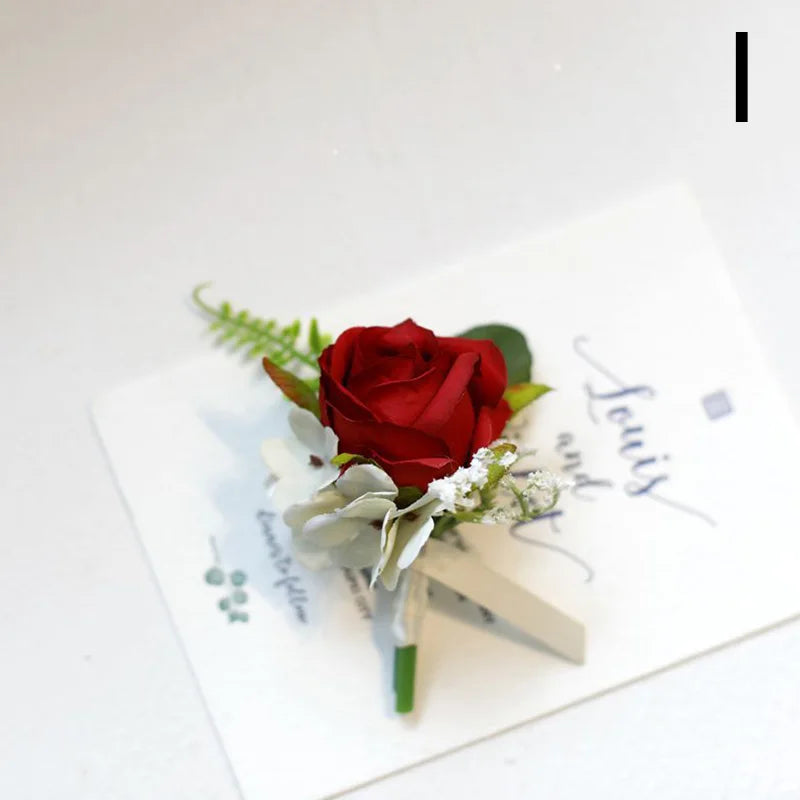 Silk Rose Wedding Boutonniere