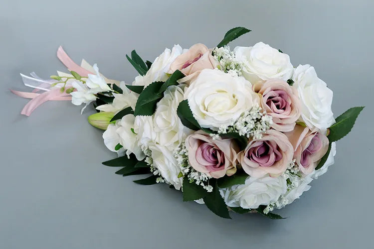 Cascading Silk Rose Bridal Bouquet