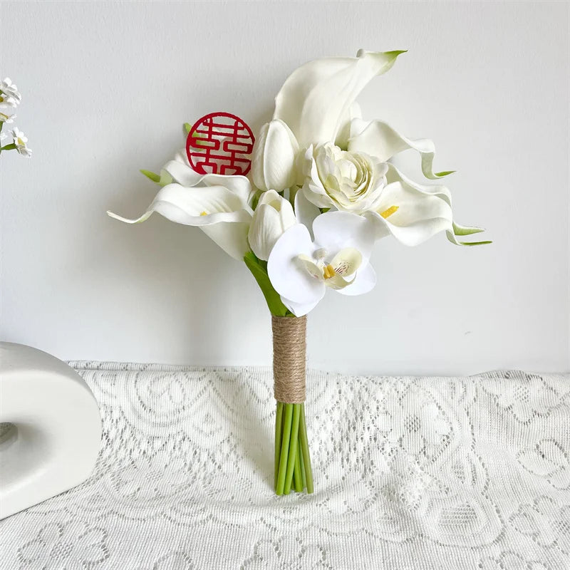 White Tulip Calla Bridal Bouquet