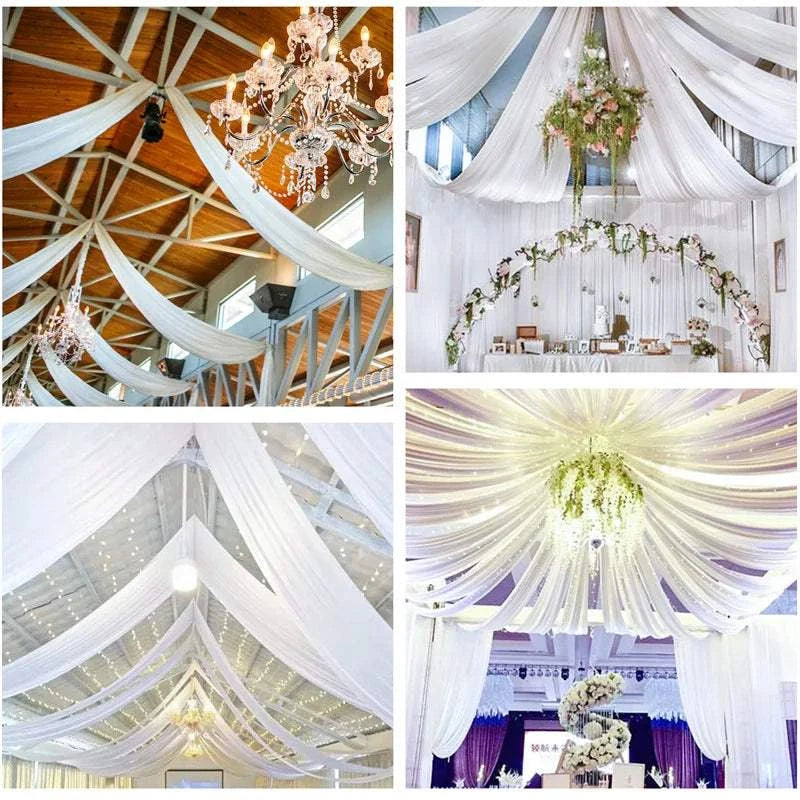 Wedding Arch Drape Roof Ceiling Decor Sheer Chiffon Tulle Curtain Drap