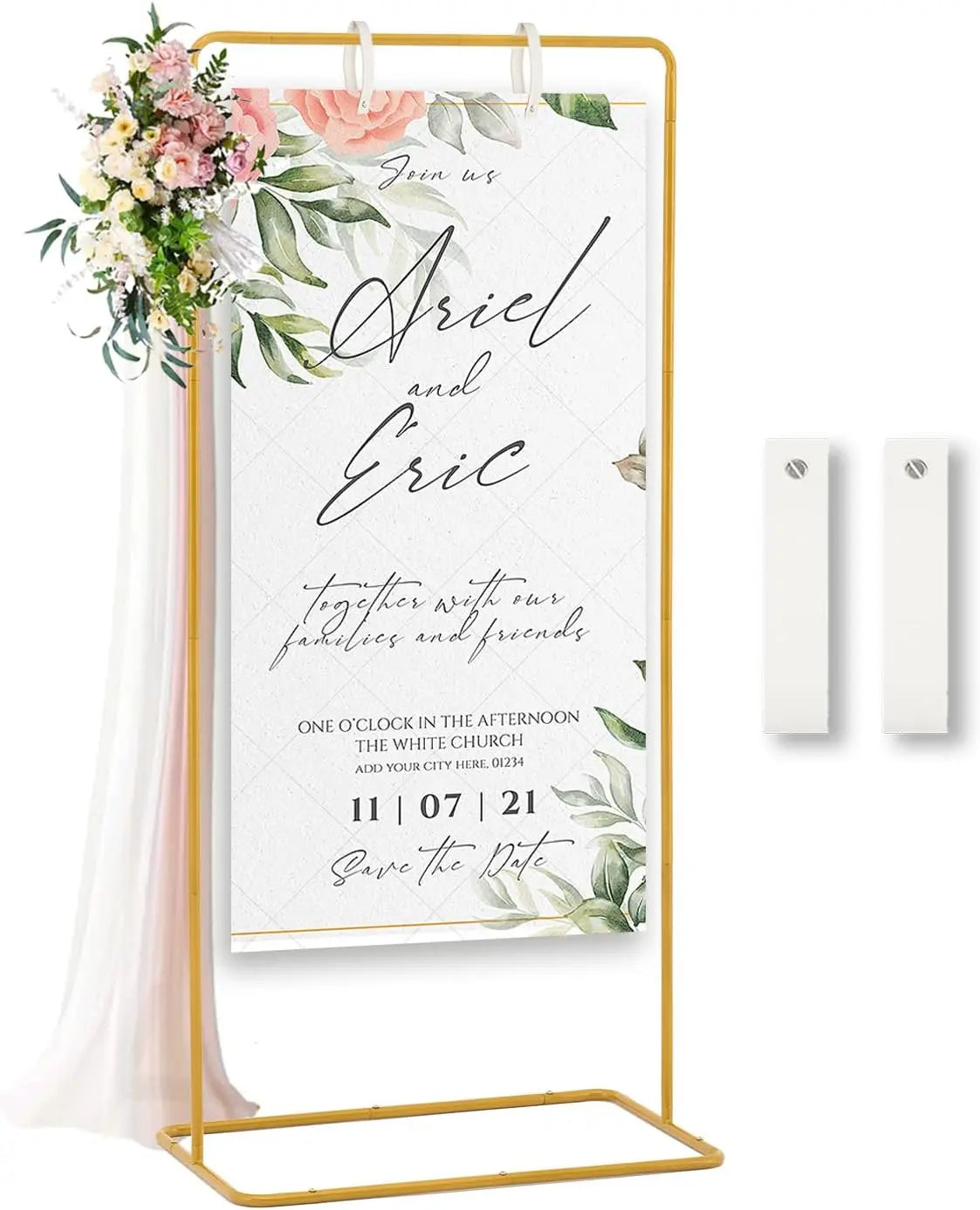 Adjustable Welcome to Our Wedding Sign Stand with 2 Leather Sign Hanging Straps,Wedding Sign Holder for PartyGraduation Ceremony