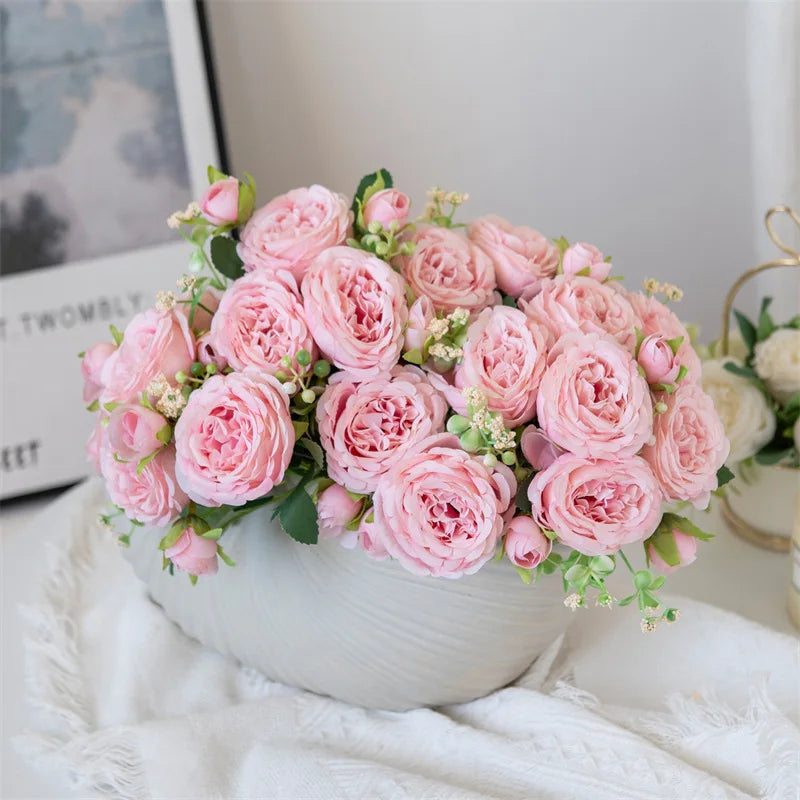 Silk Peony Wedding Bouquet Decor