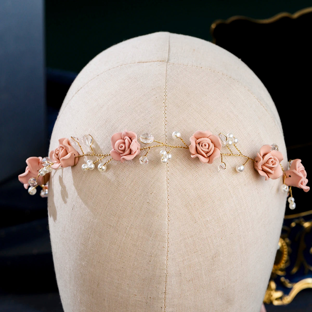 Elegant Rose Pearl Hair Headband